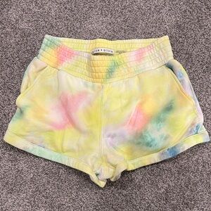 Alice + Olivia Tie-Dye Yellow and Pink Athletic Shorts